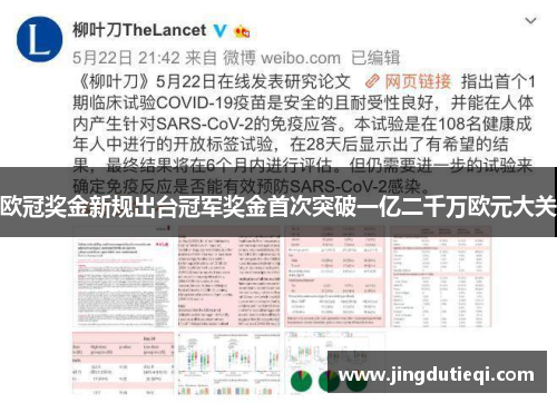 欧冠奖金新规出台冠军奖金首次突破一亿二千万欧元大关